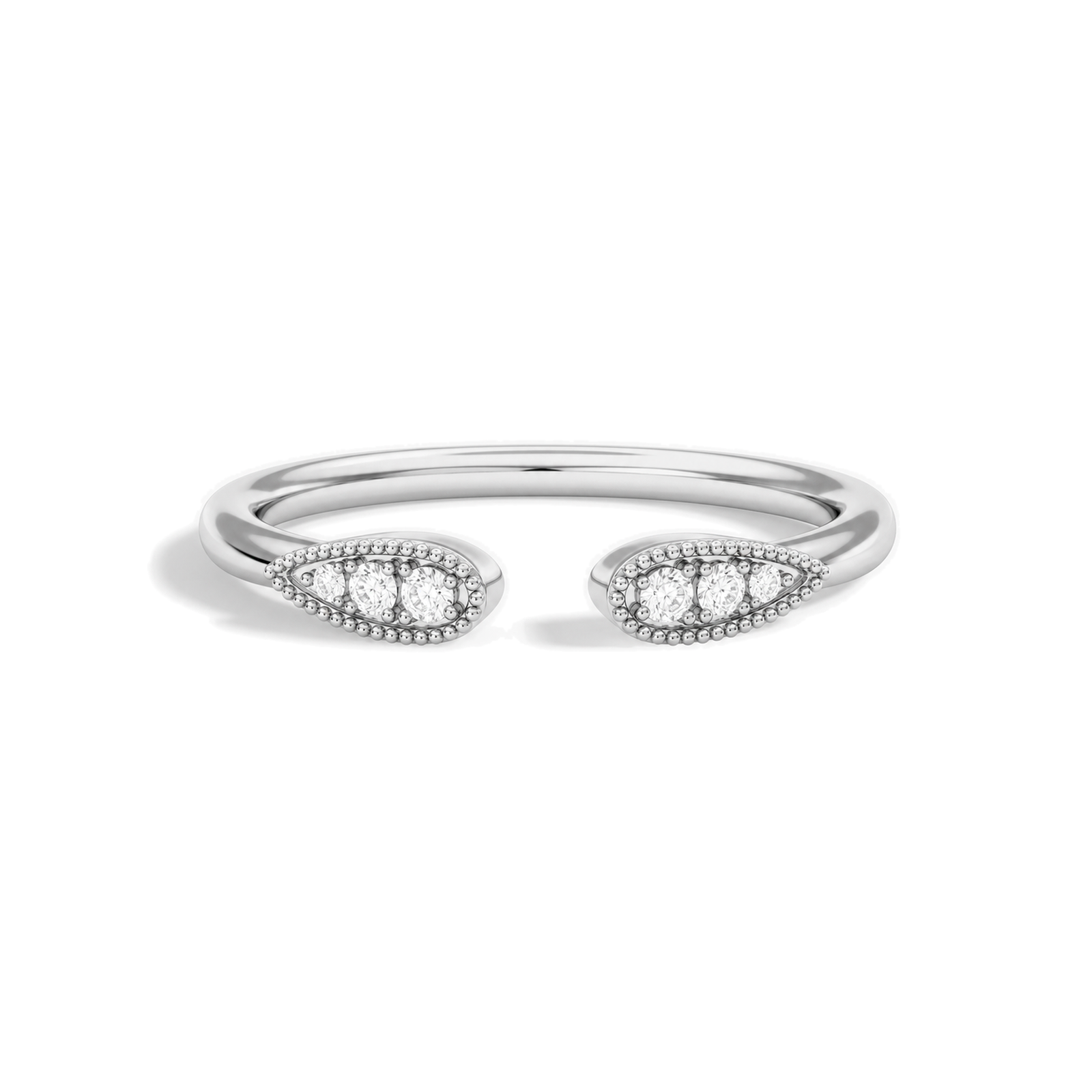 Flora Vintage Inspired Milgrain Open Lab Grown Diamond Ring in 18K White Gold