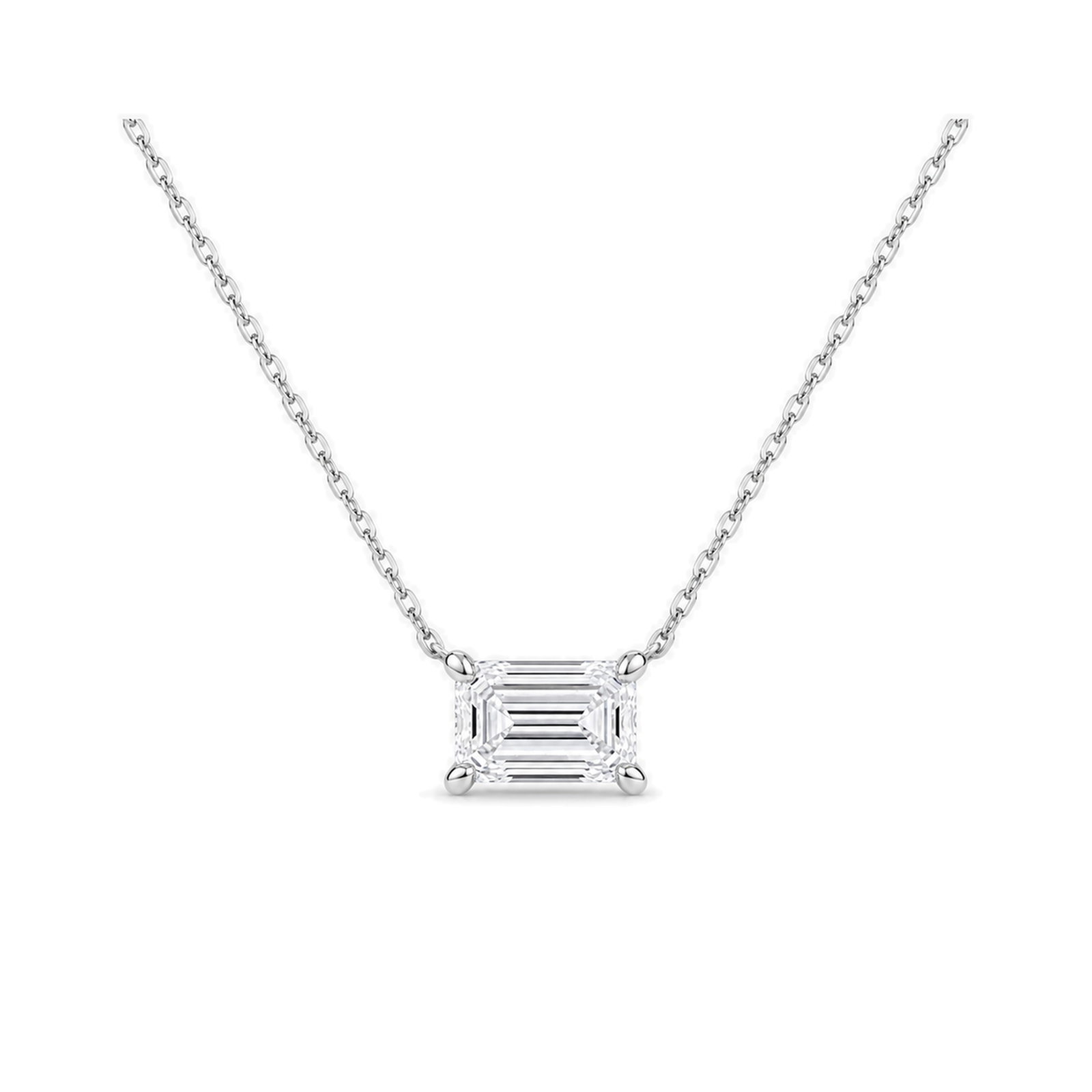 Solenne Solitaire Lab Grown Diamond Necklace in 14K White Gold