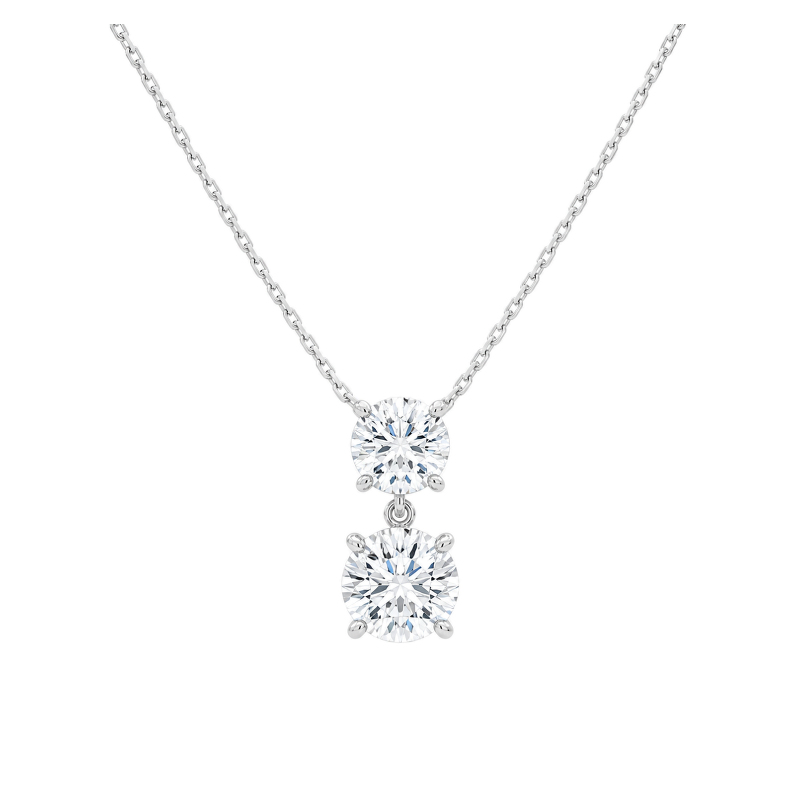Valora Duo Drop Lab Grown Diamond Necklace in Platinum