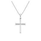 Laurel Beveled Edge Polished Cross Lab Grown Diamond Pendant Necklace in 14K White Gold