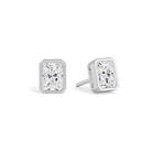 Jolie Bezel Solitaire Lab Grown Diamond Stud Earrings in 18K White Gold