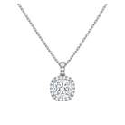 Leona Halo Accented Bail Lab Grown Diamond Pendant Necklace in 18K White Gold
