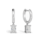 Cerelia Solitaire Drop Huggie Hoop Lab Grown Diamond Hoop Earrings in 14K White Gold