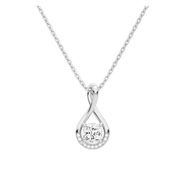 Nelle Accented Twist Lab Grown Diamond Pendant Necklace in 14K White Gold