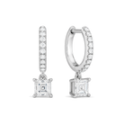 Fiorella Accented Drop Huggie Hoop Lab Grown Diamond Hoop Earrings in 18K White Gold