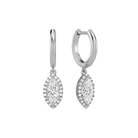 Allegra Halo Drop Huggie Hoop Lab Grown Diamond Hoop Earrings in 14K White Gold