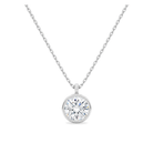 Stellaire Bezel Solitaire Lab Grown Diamond Pendant Necklace in 18K White Gold