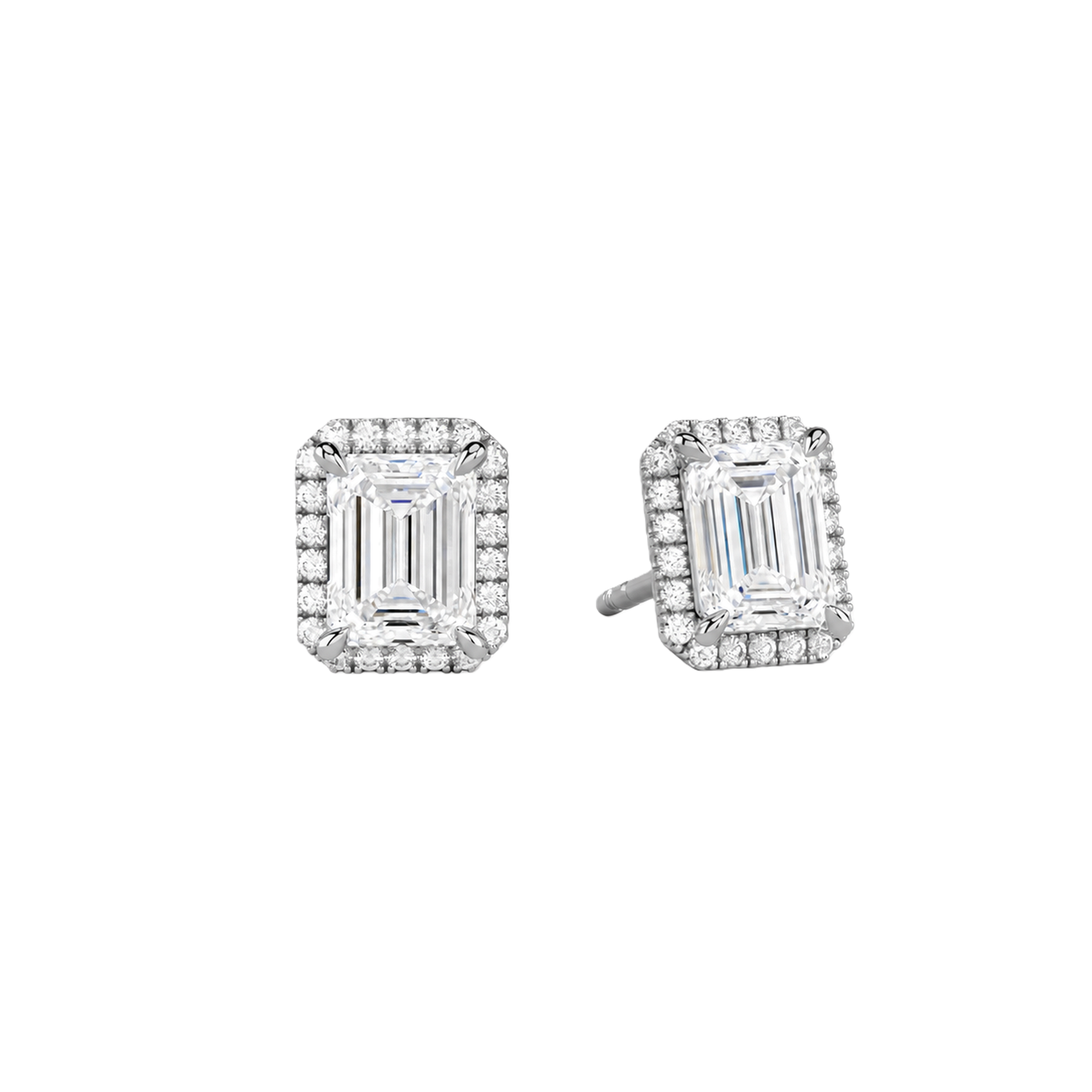Seren Halo Lab Grown Diamond Stud Earrings in 14K White Gold