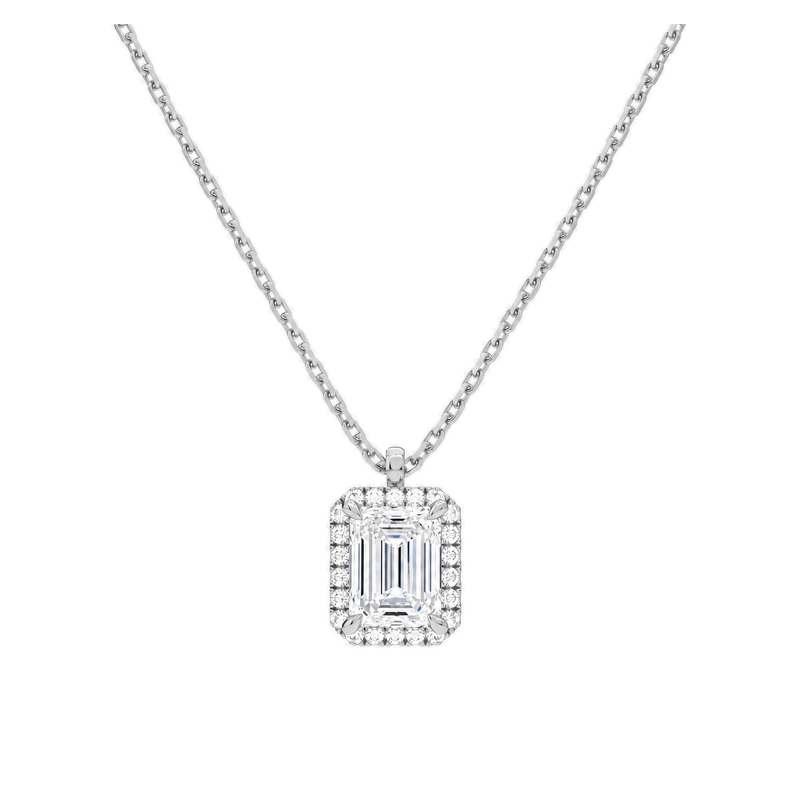 Malia Halo Lab Grown Diamond Pendant Necklace in Platinum