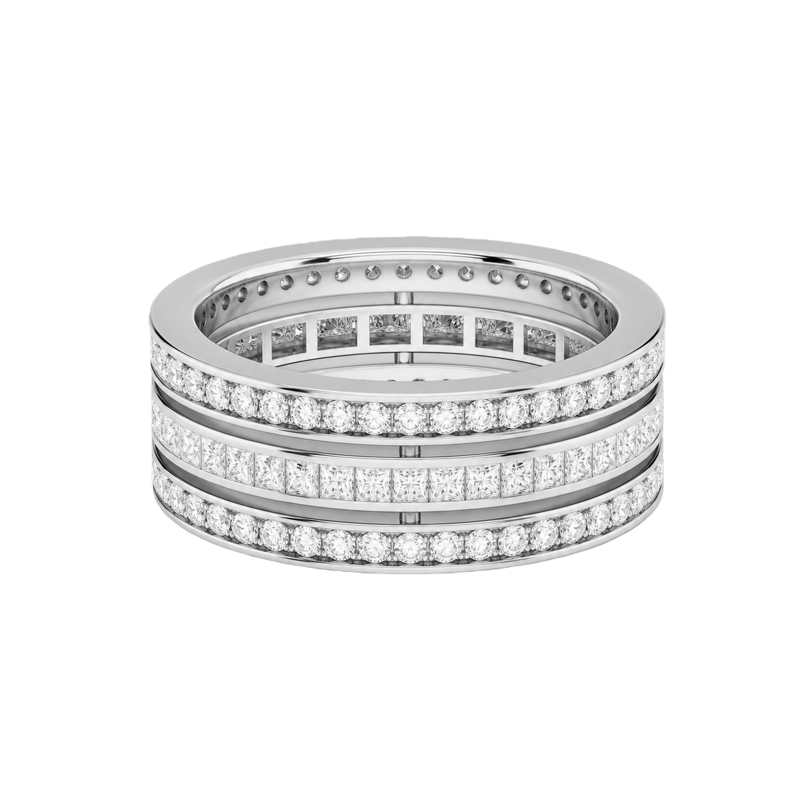 Doria Deco Three Row Eternity Lab Grown Diamond Wedding Band in Platinum