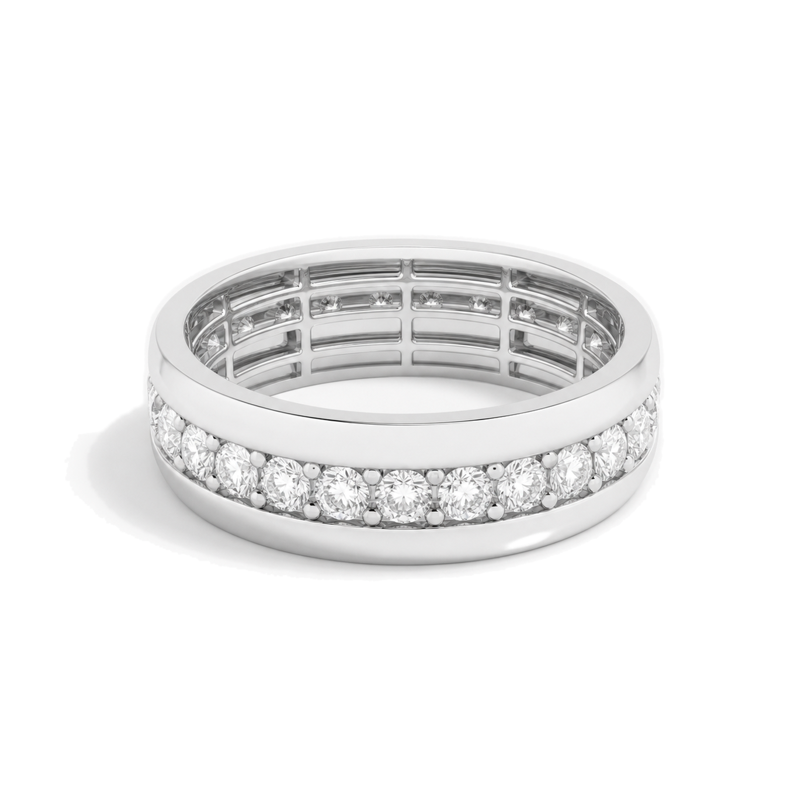 Brisa Men's Channel Eternity Lab Grown Diamond Wedding Band in 14K White Gold