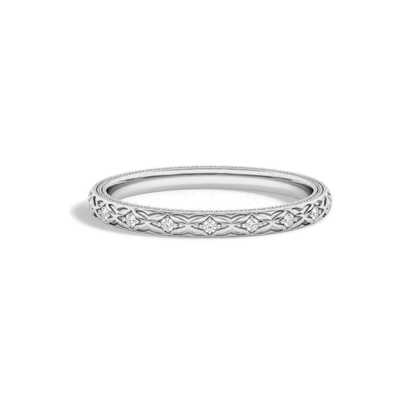 Verena Elara Engraved Lab Grown Diamond Ring in 18K White Gold