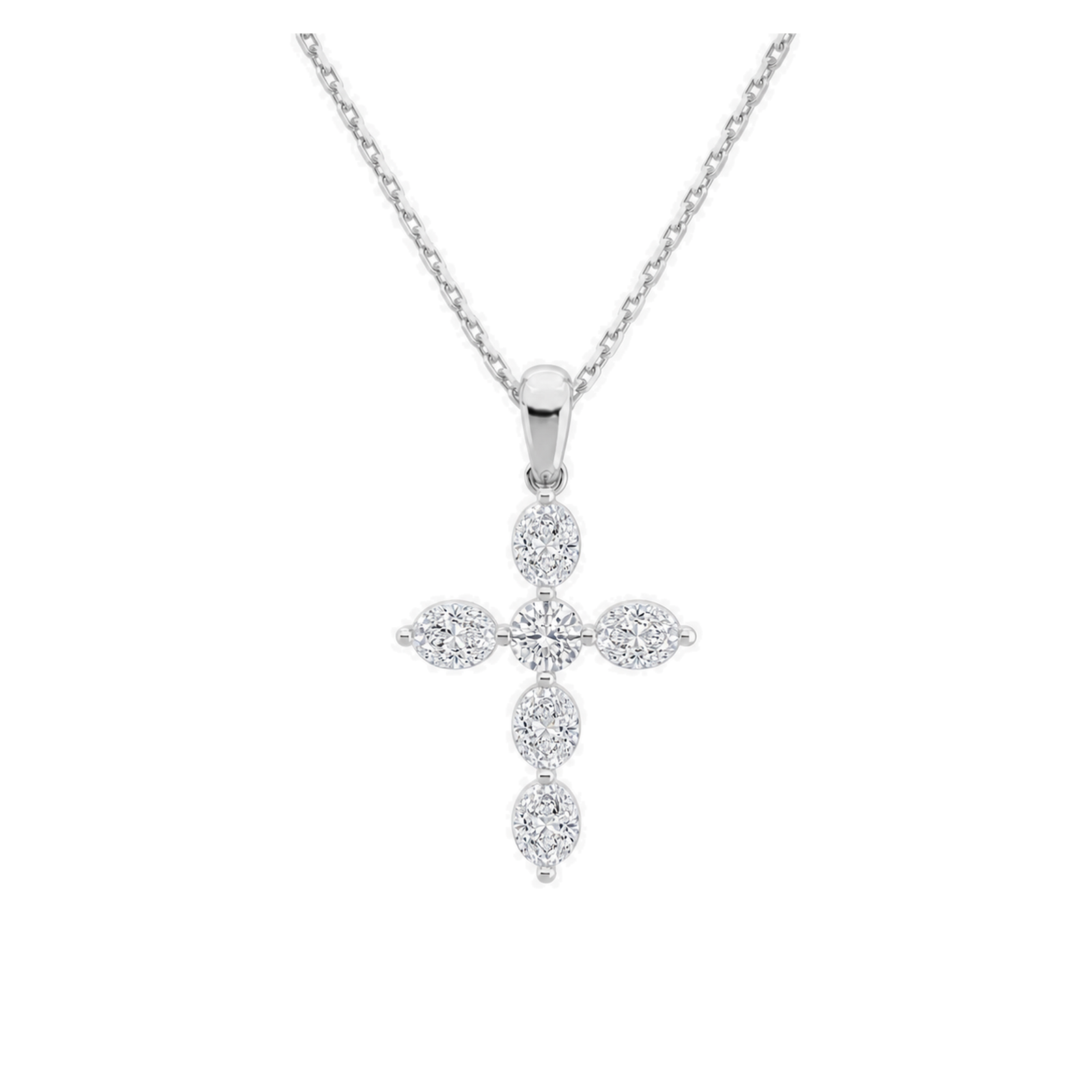 Idalia Cross Lab Grown Diamond Necklace in 18K White Gold