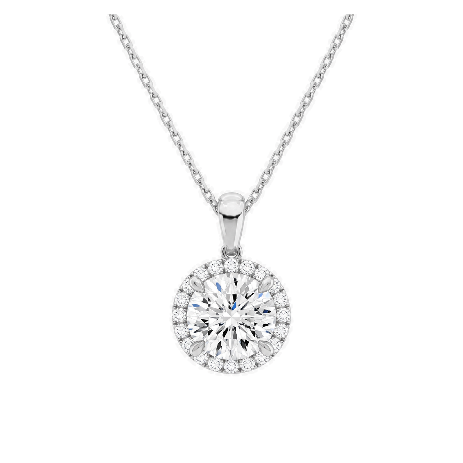 Malia Halo Lab Grown Diamond Pendant Necklace in Platinum