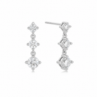 Novella Three Stone Graduated Fancy Drop Lab Grown Diamond Stud Earrings in 18K White Gold