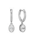 Giselle Bezel Drop Huggie Hoop Lab Grown Diamond Hoop Earrings in 18K White Gold
