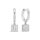 Giselle Bezel Drop Huggie Hoop Lab Grown Diamond Hoop Earrings in 18K White Gold