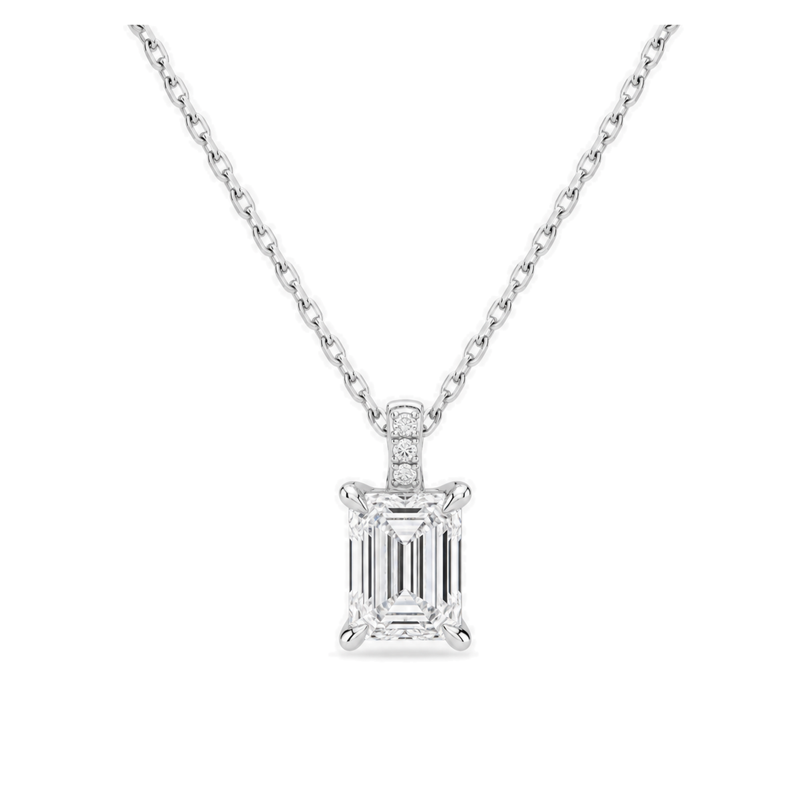 Maeva Accented Bail Lab Grown Diamond Pendant Necklace in 14K White Gold