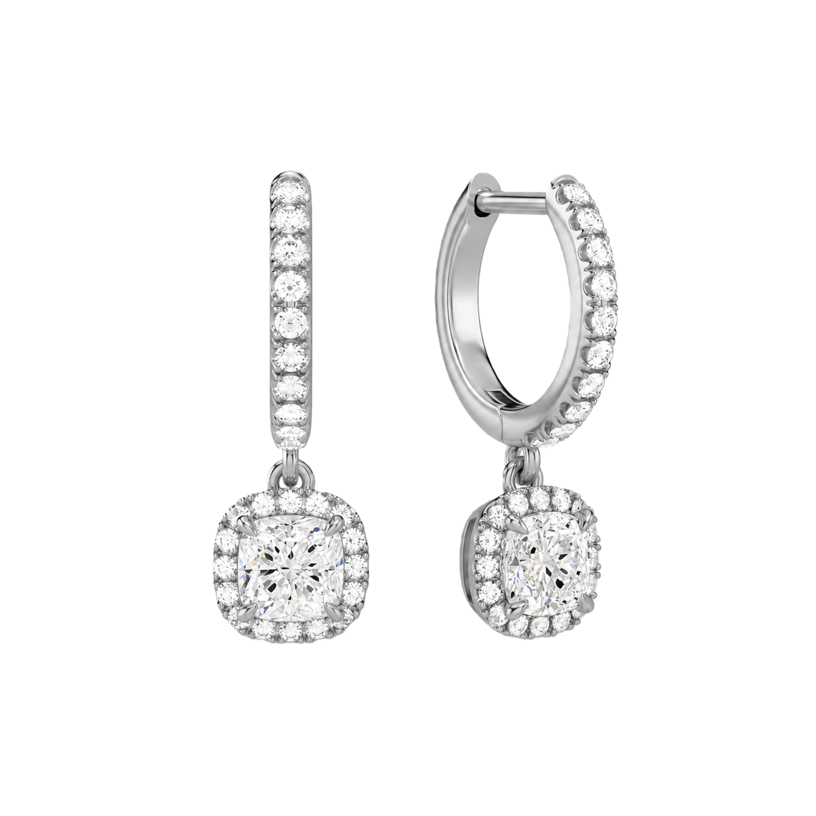 Bellamy Luxe Drop Huggie Hoop Lab Grown Diamond Hoop Earrings in 18K White Gold