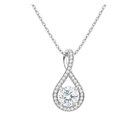 Lucina Halo Pave Twist Lab Grown Diamond Pendant Necklace in 14K White Gold