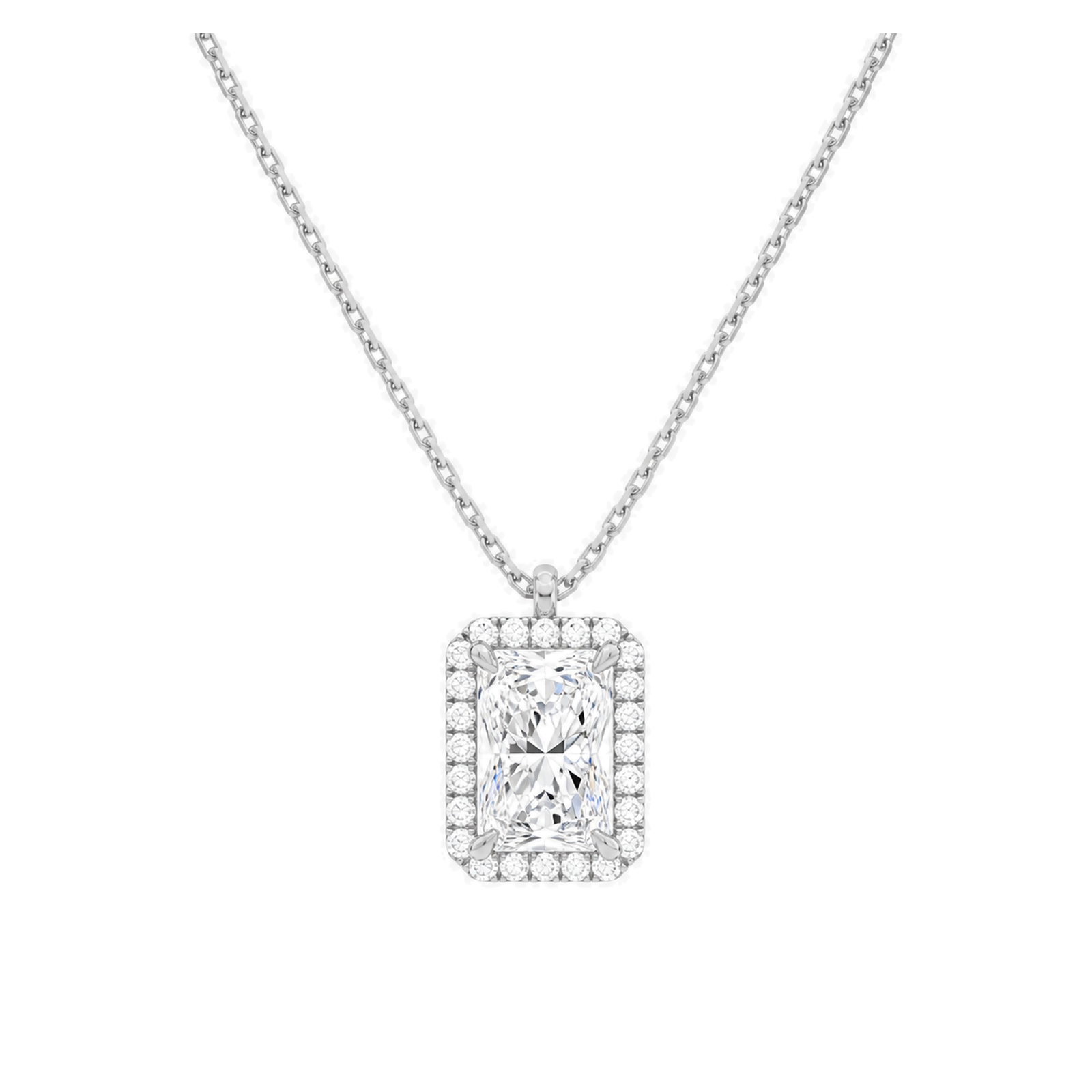 Malia Halo Lab Grown Diamond Pendant Necklace in Platinum