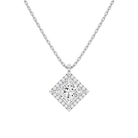 Malia Halo Lab Grown Diamond Pendant Necklace in 18K White Gold