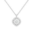 Malia Halo Lab Grown Diamond Pendant Necklace in Platinum