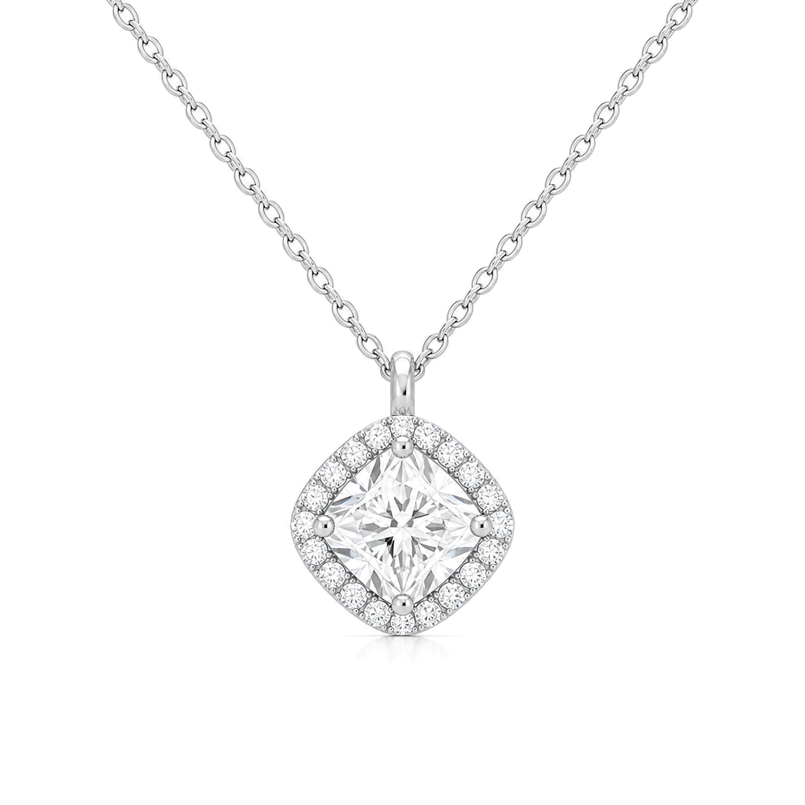 Malia Halo Lab Grown Diamond Pendant Necklace in Platinum