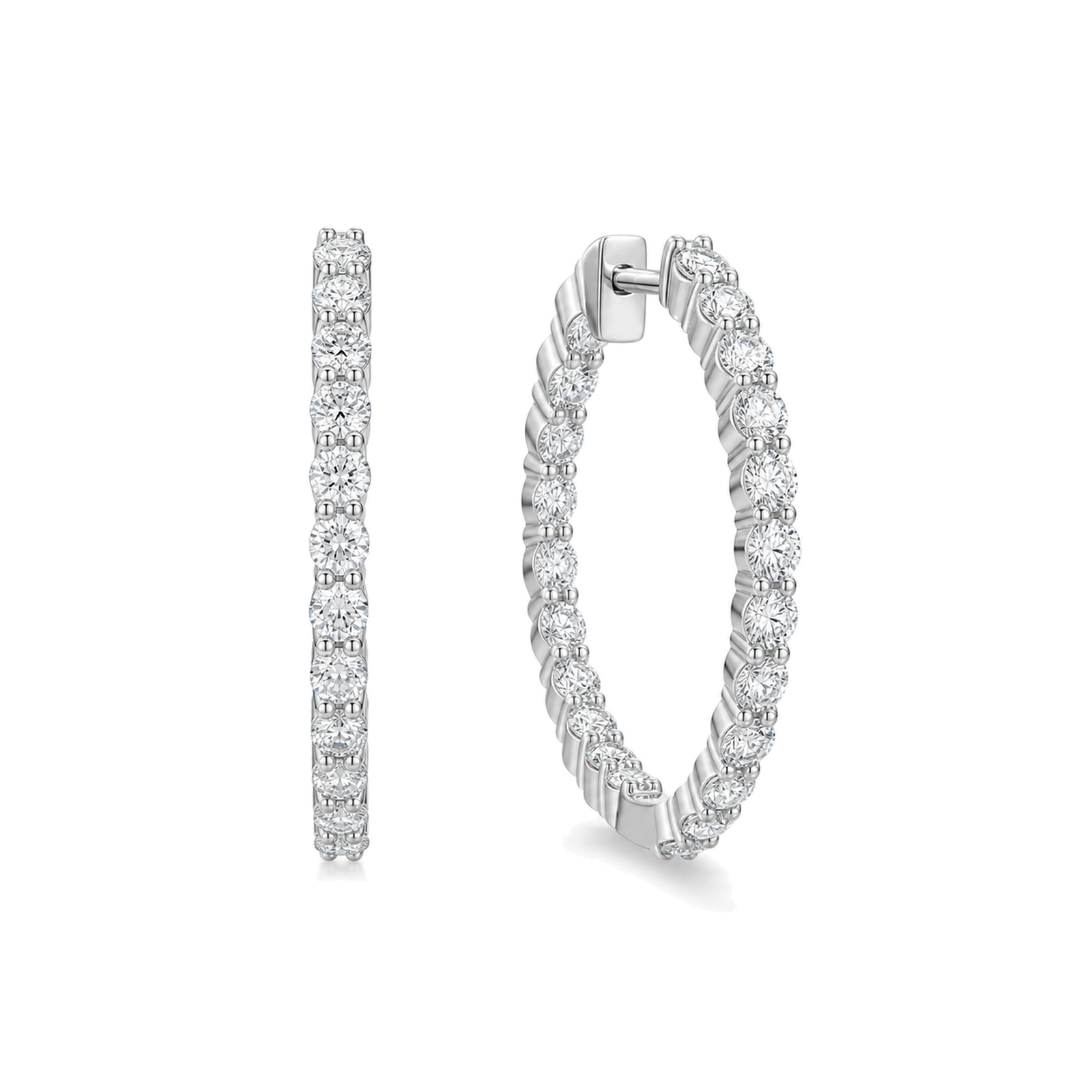 Quinn Inside-Out Hoop Lab Grown Diamond Hoop Earrings in Platinum