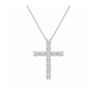 Aurette Prong Cross Lab Grown Diamond Pendant Necklace in 18K White Gold