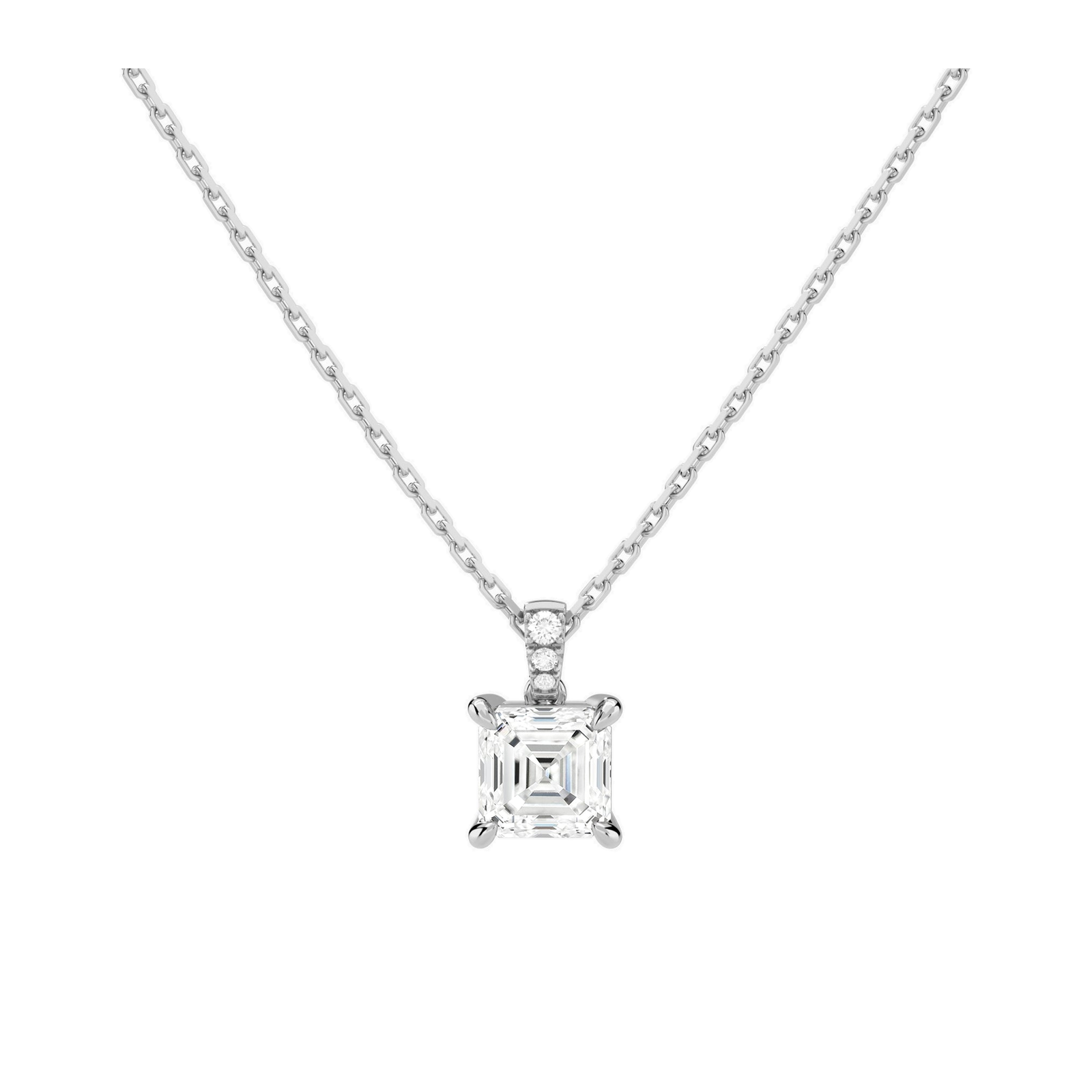 Maeva Accented Bail Lab Grown Diamond Pendant Necklace in 14K White Gold