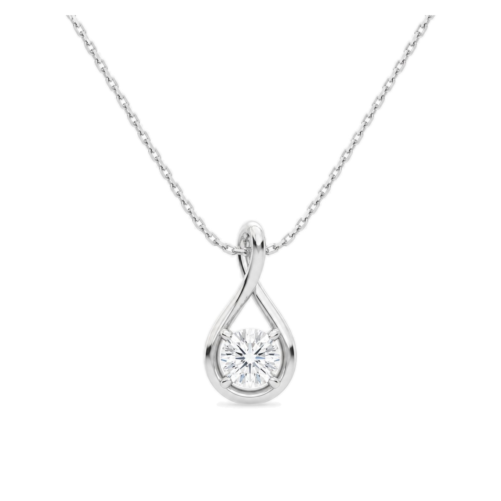 Auralie Solitaire Twist Lab Grown Diamond Pendant Necklace in Platinum