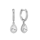 Allegra Halo Drop Huggie Hoop Lab Grown Diamond Hoop Earrings in Platinum