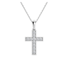 Rivka Bead Bright Cross Lab Grown Diamond Pendant Necklace in 14K White Gold