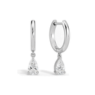 Cerelia Solitaire Drop Huggie Hoop Lab Grown Diamond Hoop Earrings in 14K White Gold
