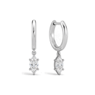 Cerelia Solitaire Drop Huggie Hoop Lab Grown Diamond Hoop Earrings in 14K White Gold