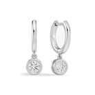 Giselle Bezel Drop Huggie Hoop Lab Grown Diamond Hoop Earrings in 14K White Gold