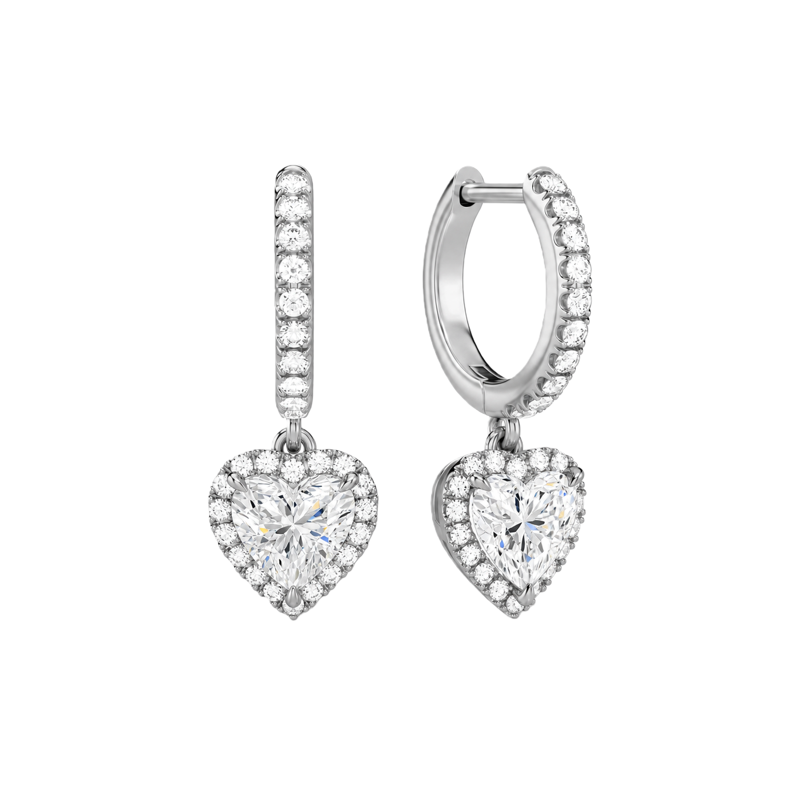 Bellamy Luxe Drop Huggie Hoop Lab Grown Diamond Hoop Earrings in 18K White Gold