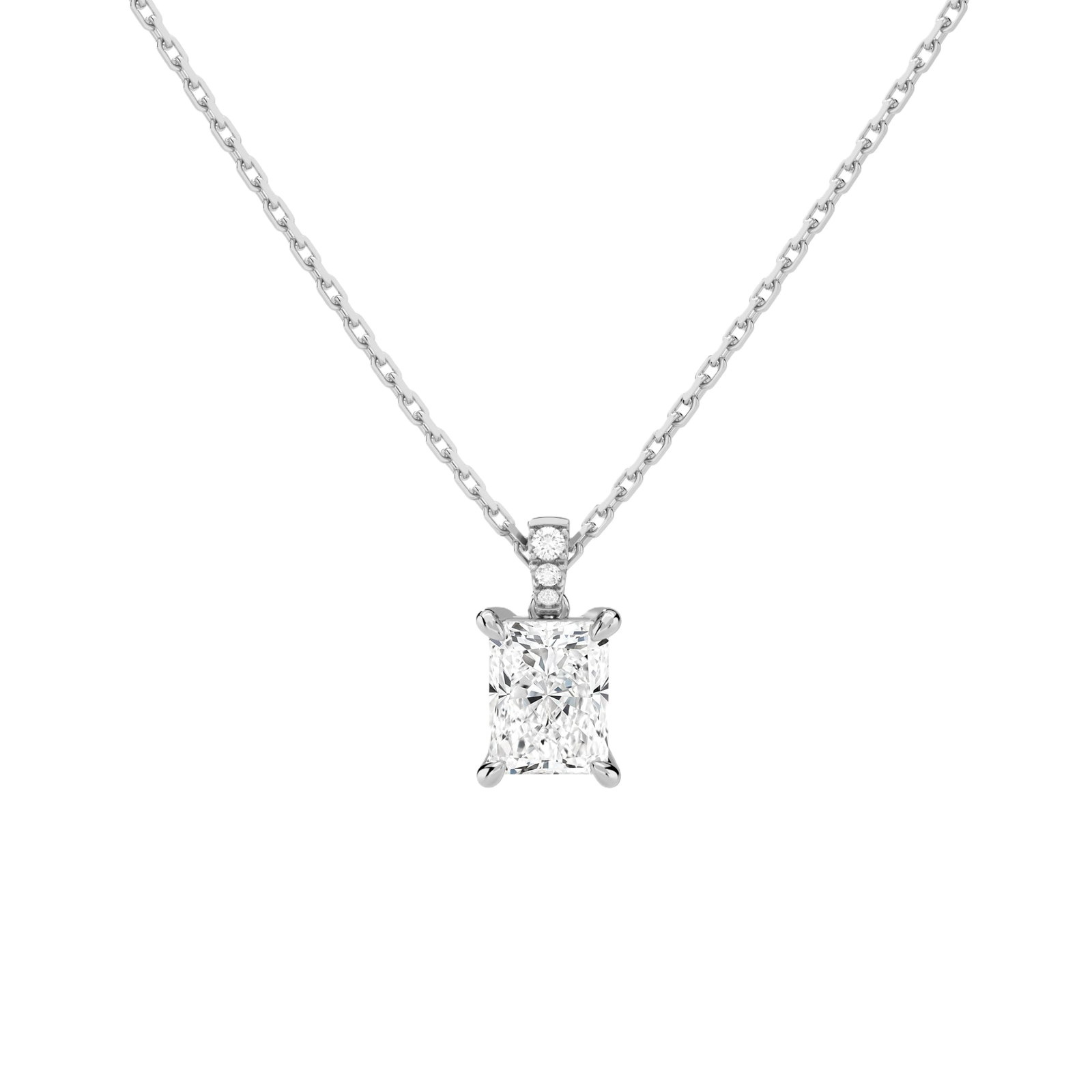 Maeva Accented Bail Lab Grown Diamond Pendant Necklace in 14K White Gold