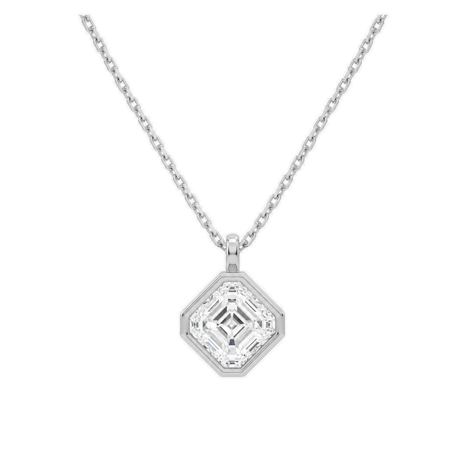 Stellaire Bezel Solitaire Lab Grown Diamond Pendant Necklace in Platinum