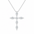 Saphira Cross Lab Grown Diamond Necklace in 14K White Gold