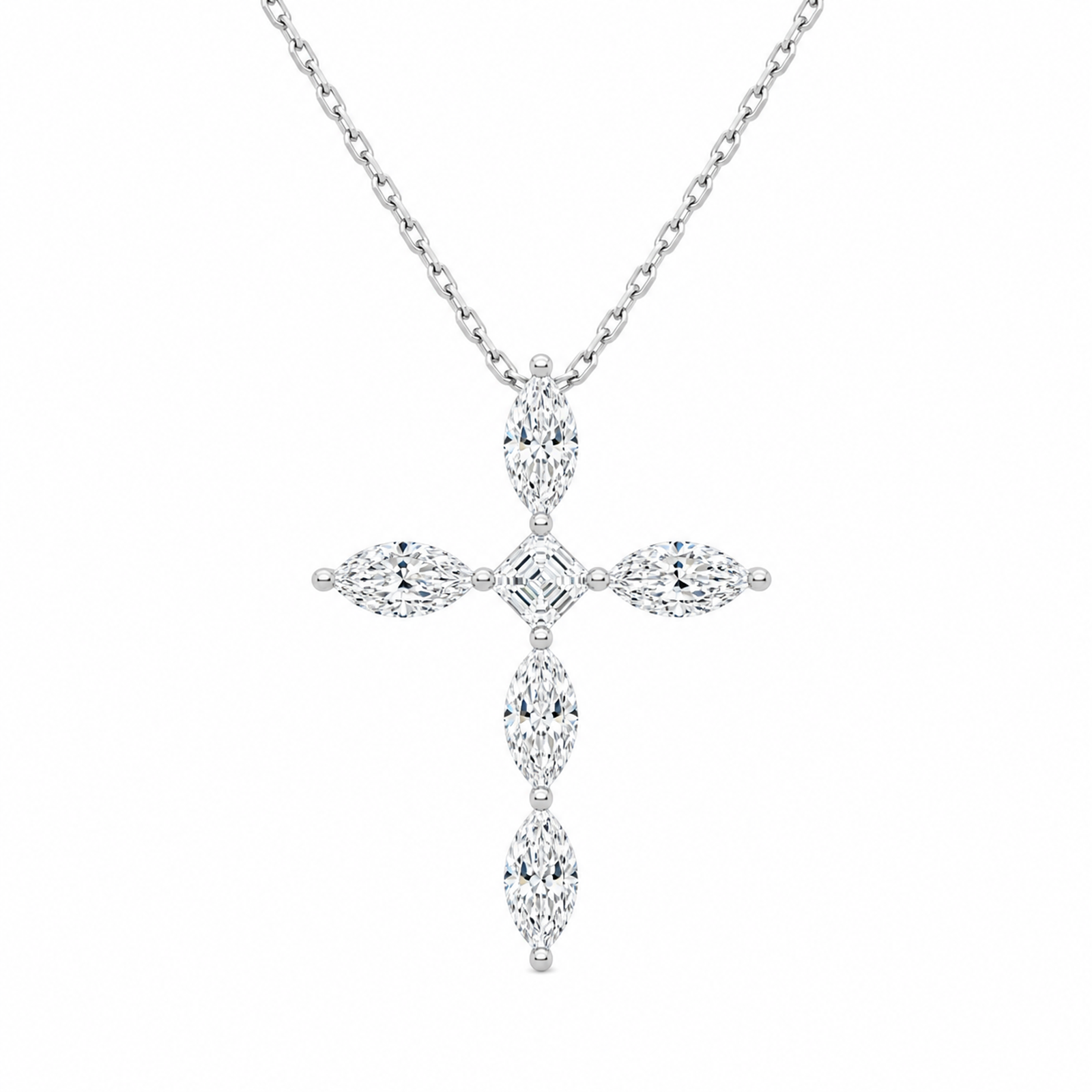 Saphira Cross Lab Grown Diamond Necklace in 14K White Gold