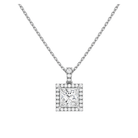 Leona Halo Accented Bail Lab Grown Diamond Pendant Necklace in 14K White Gold