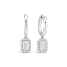 Allegra Halo Drop Huggie Hoop Lab Grown Diamond Hoop Earrings in 18K White Gold