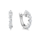 Xanthe Shared Prong Huggie Hoop Lab Grown Diamond Hoop Earrings in 14K White Gold
