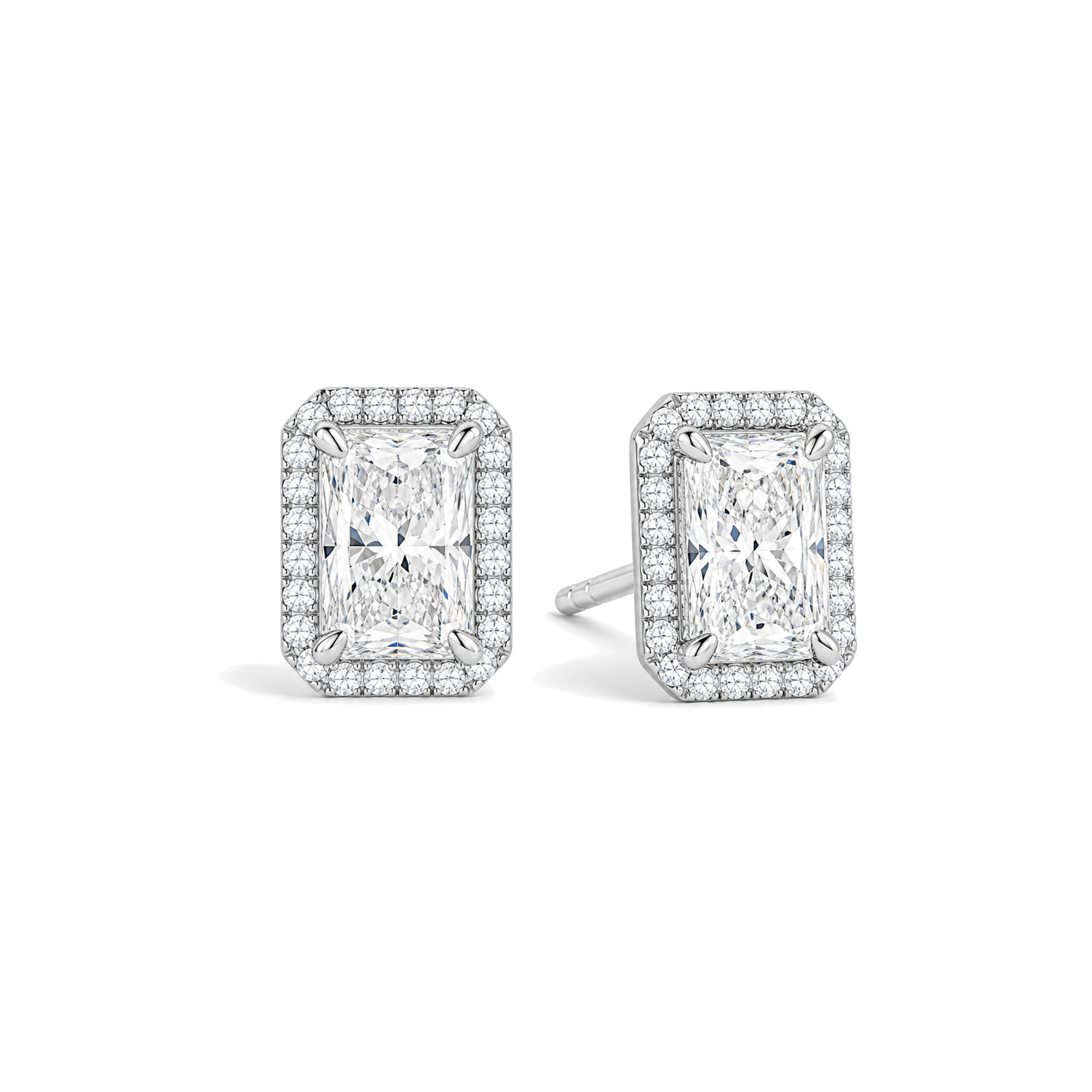 Seren Halo Lab Grown Diamond Stud Earrings in 18K White Gold