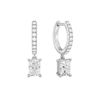 Fiorella Accented Drop Huggie Hoop Lab Grown Diamond Hoop Earrings in Platinum