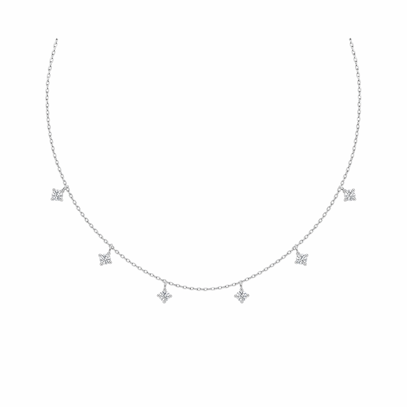 Vesper Starry Charm Dainty Lab Grown Diamond Necklace in 14K White Gold