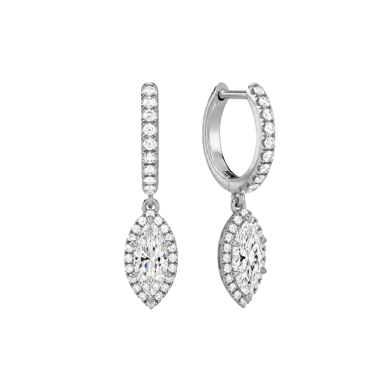 Bellamy Luxe Drop Huggie Hoop Lab Grown Diamond Hoop Earrings in 14K White Gold