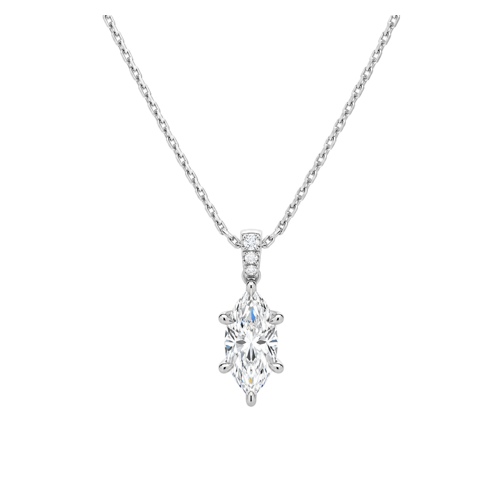 Maeva Accented Bail Lab Grown Diamond Pendant Necklace in 14K White Gold